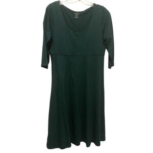 Toad & Co Green Scoop Neck Fit And Flare Knee Length Dress Medium Organic Cotton